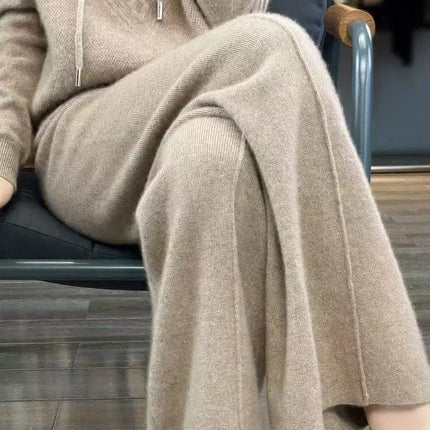 Womens Wool Pants with Elastic Waist and Belt – image 10