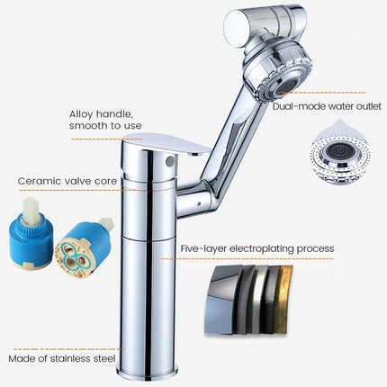 Bathroom Faucet with Aerator, 2 in 1 Bathroom Basin Faucet with 360 Rotating Spout – image 4