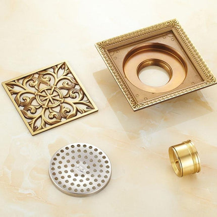 Shower Drains, Square Floor Drain Grate in Antique Bronze Brass – image 4