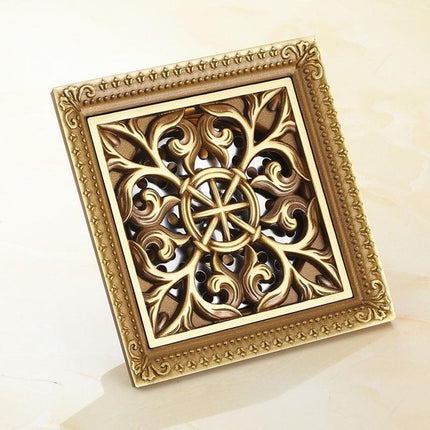 Shower Drains, Square Floor Drain Grate in Antique Bronze Brass, Decorative Bath Drains for Bathroom Floor