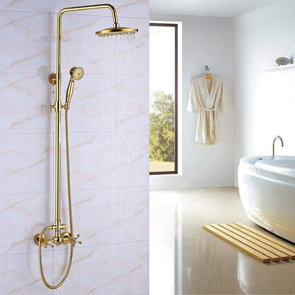 Shower Faucet Set with 8 Inch Rainfall Shower Head, Gold Brass Shower Kit with Handheld and Tub Spout – image 4