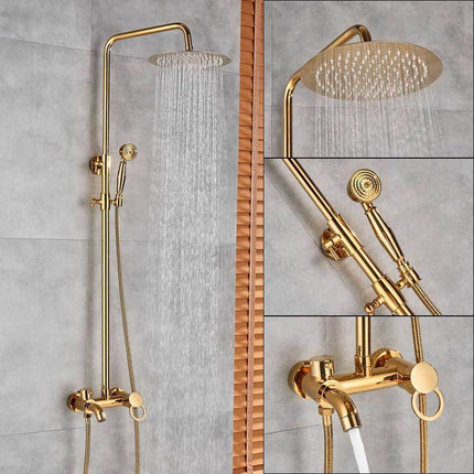 Shower Faucet Set with 8 Inch Rainfall Shower Head, Gold Brass Shower Kit with Handheld and Tub Spout – image 5