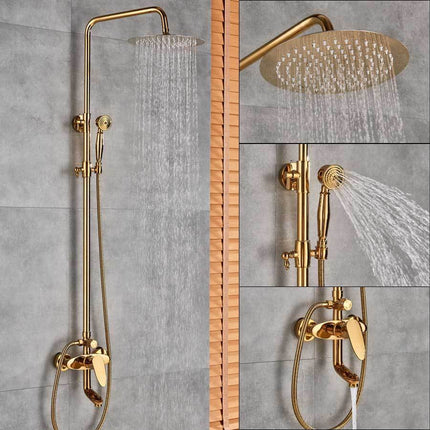 Shower Faucet Set with 8 Inch Rainfall Shower Head, Gold Brass Shower Kit with Handheld and Tub Spout – image 6