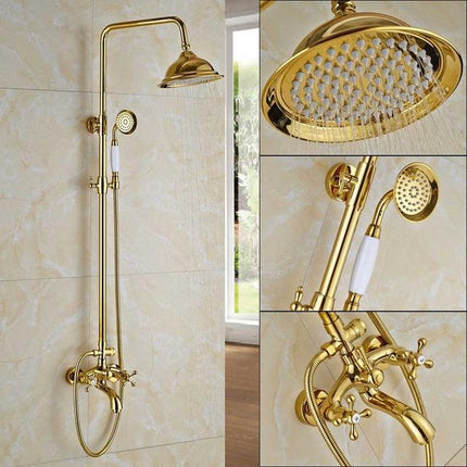 Shower Faucet Set with 8 Inch Rainfall Shower Head, Gold Brass Shower Kit with Handheld and Tub Spout – image 11
