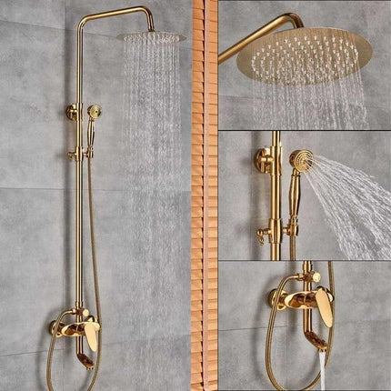 Shower Faucet Set with 8 Inch Rainfall Shower Head, Gold Brass Shower Kit with Handheld and Tub Spout – image 8