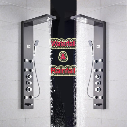 Shower Panel Tower System with Rainfall Head and Body Jets, Stainless Steel Thermostatic Shower Faucet with – image 2