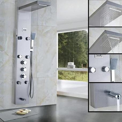 Shower Panel Tower System with Rainfall Head and Body Jets, Stainless Steel Thermostatic Shower Faucet with – image 4