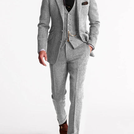 Mens Suits, Herringbone Tailored Suit for Wedding and Formal Wear – image 5