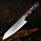 Japanese Chef Knife 8 Inch, VG10 Damascus Steel Kitchen Knife with Stabilized Wood Handle for Home Cooking