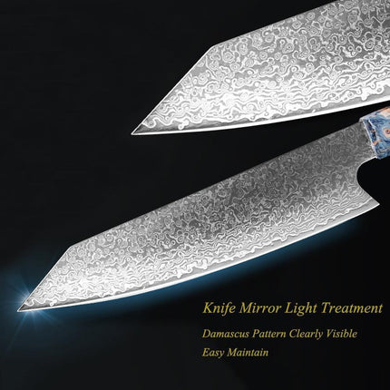 Japanese Chef Knife 8 Inch, VG10 Damascus Steel Kitchen Knife with Stabilized Wood Handle for Home Cooking – image 6