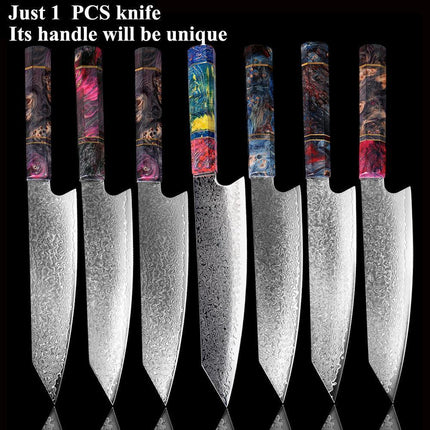 VG10 Damascus Steel Kitchen Knife with Stabilized Wood Handle for Home Cooking – image 7
