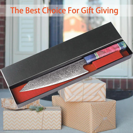 VG10 Damascus Steel Kitchen Knife with Stabilized Wood Handle for Home Cooking – image 8