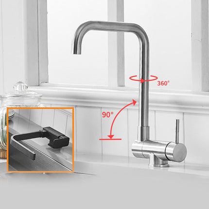 Stainless Steel Kitchen Sink Faucet, Rotating Fold Down Spout – image 6