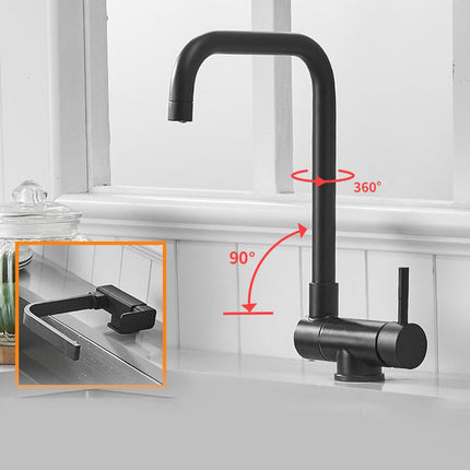 Pull Out Kitchen Faucet with Single Handle, Rotating Fold Down Spout – image 5