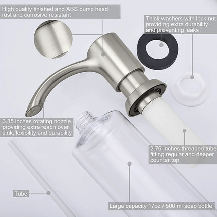 Kitchen Sink Soap Dispenser, Dish Soap Dispenser for Countertop