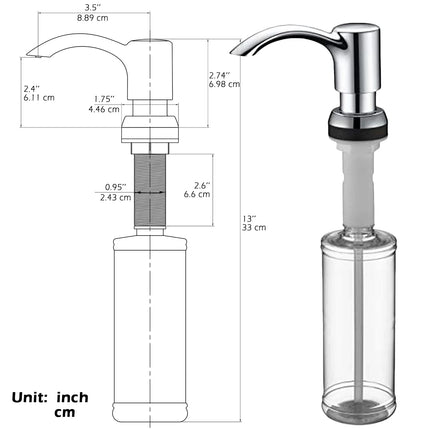 Kitchen Sink Soap Dispenser, Built In Soap Dispenser Pump with 12 oz Bottle – image 4