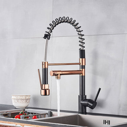Kitchen Faucet with Sprayer, 360 Degree Brass Kitchen Faucet with Single Handle