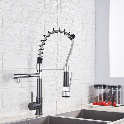 Kitchen Faucet with Sprayer, 360 Degree Brass Kitchen Faucet with Single Handle – image 11