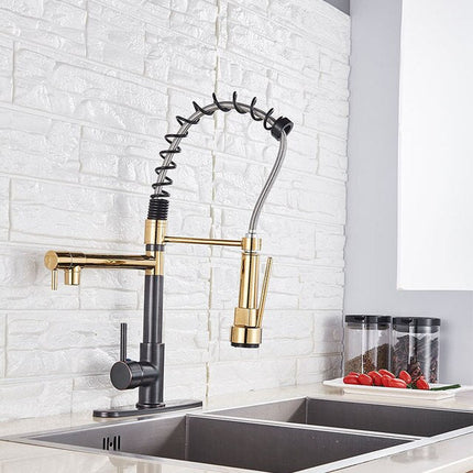 Kitchen Faucet with Sprayer, 360 Degree Brass Kitchen Faucet with Single Handle – image 14