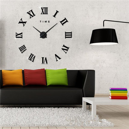 Large Wall Clock for Living Room, Modern DIY 3D Mirror Wall Decor – image 8