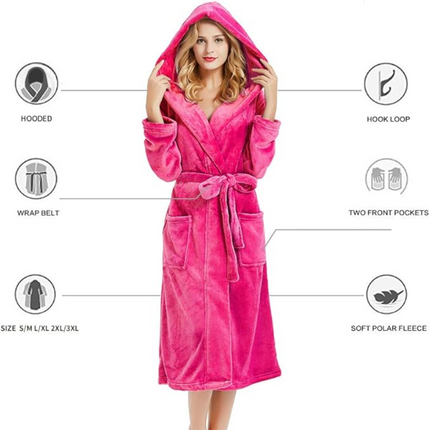 Womens Robe with Hood, Fleece Robe with Pockets – image 13