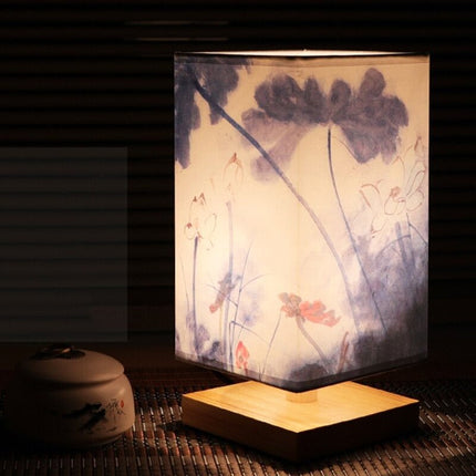 Paper Table Lamp, Japanese Style Bedside Lamp for Bedroom and Living Room