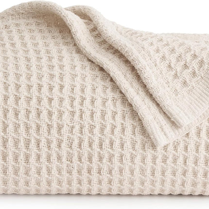 Cozy Haven | 100% Cotton Queen Blanket with Cooling Waffle Weave | Soft & Breathable for Summer Comfort