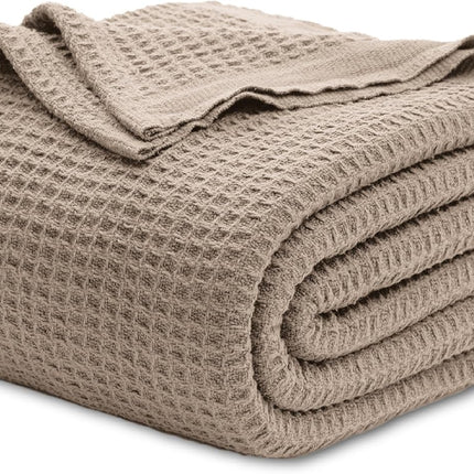 Cozy Haven | 100% Cotton Queen Blanket with Cooling Waffle Weave | Soft & Breathable for Summer Comfort