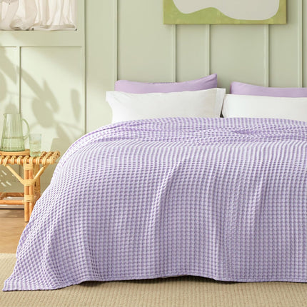 Cozy Haven | Cooling Waffle Queen Blanket with Lightweight Cotton & Bamboo | Soft Summer Throw for Hot Sleepers