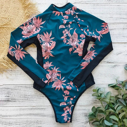 Long Sleeve Bathing Suit for Women, Chlorine Resistant Swimsuit for Surfing and Beach