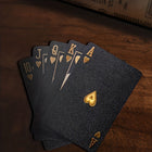 Black Playing Cards, Waterproof Plastic Poker Cards with Luxury Storage Box, Flexible Deck of Cards with Gold Accents