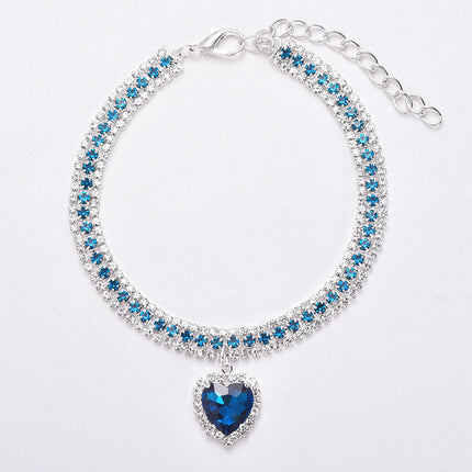 Breakaway Cat Collars, Reflective Pet Collar with Heart Pendant, Rhinestone Cat Necklace, Crystal Cat Jewelry
