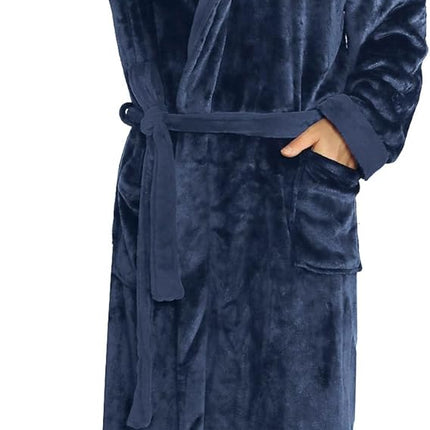 Bathrobes for Men, Mens Robe with Hood and Pockets, Fleece Bath Robe, Two Tone Mens Housecoat – image 10
