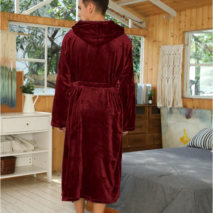 Bathrobes for Men, Mens Robe with Hood and Pockets, Fleece Bath Robe, Two Tone Mens Housecoat – image 22
