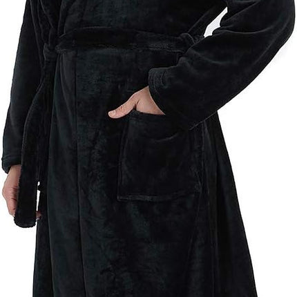 Bathrobes for Men, Mens Robe with Hood and Pockets, Fleece Bath Robe, Two Tone Mens Housecoat – image 34