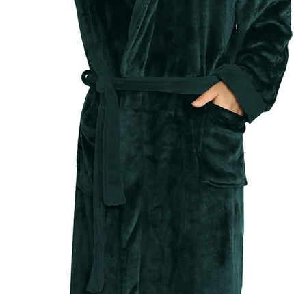 Bathrobes for Men, Mens Robe with Hood and Pockets, Fleece Bath Robe, Two Tone Mens Housecoat