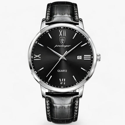 Mens Quartz Watch with Leather Strap, Gold and Silver Analog Watch – image 6