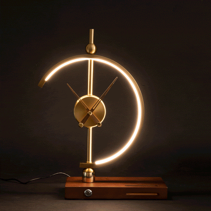 Table Lamp with Wireless Charger and Clock, Wood Office Lamp for Living Room – image 6