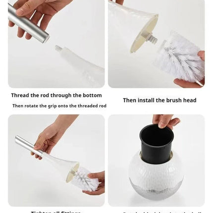 Toilet Brush and Holder Set, Toilet Cleaning Brush with Long Handle