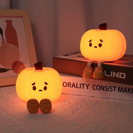 Pumpkin Night Light, Childrens Night Light with Touch Control, Rechargeable Silicone Pumpkin Light for Bedroom