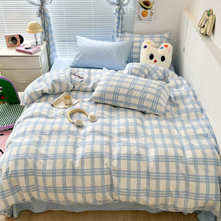 Cotton Bedding Set, Plaid Duvet Cover with Sheet and Pillowcases – image 16