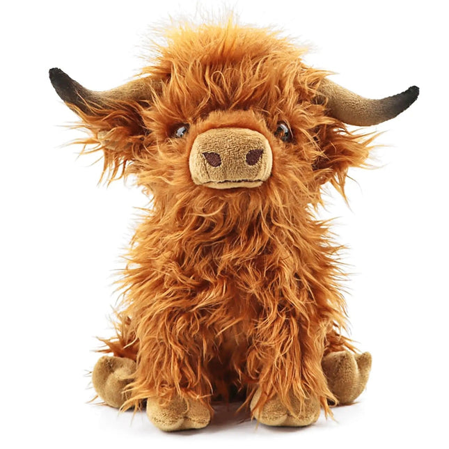 Highland Cow Stuffed Animal, Highland Cow Plushie with Fluffy Coat, Soft Plush Toy for Cuddling