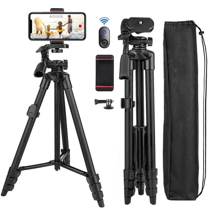 Phone Tripod with Bluetooth Remote, Extendable Selfie Stick Tripod for iPhone, Portable Phone Stand for Travel