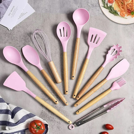 11 Piece Cooking Utensils Set with Wooden Handles – image 11