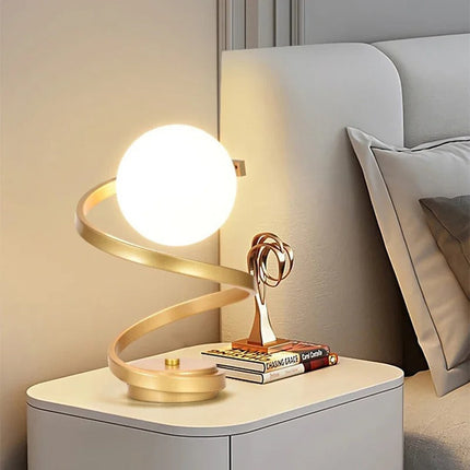 Table Lamps for Bedroom, Glass Desk Lamp with LED Bulb, Modern Bedside Lamp for Living Room and Office