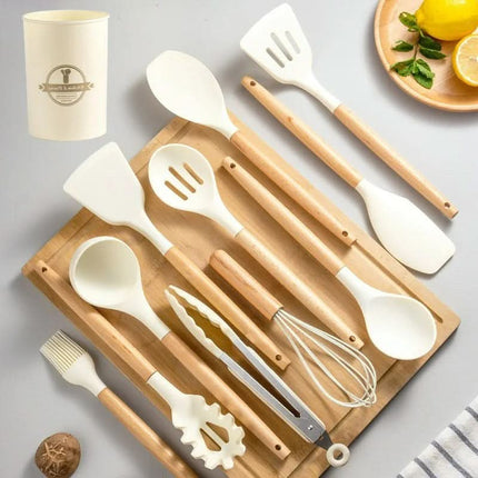 11 Piece Cooking Utensils Set with Wooden Handles – image 14