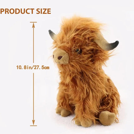 Highland Cow Stuffed Animal, Highland Cow Plushie with Fluffy Coat