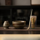 Japanese Matcha Tea Set, Bamboo Matcha Whisk and Bowl with Scoop and Sieve, 4 Piece Ceramic Matcha Kit
