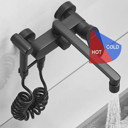Kitchen Faucet with Sprayer, Wall Mounted Kitchen Sink Faucet