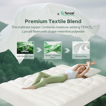 Comfort Haven | Queen Mattress Topper with Ultra Soft Tencel™ Blend | Extra Thick Cooling Pad for Back Pain Relief